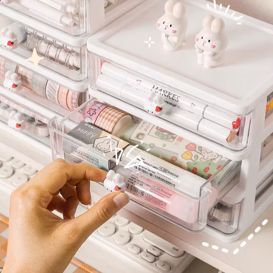 Gavetas transparentes para mesa de plástico para cosméticos organizador de maquiagem caixa de armazenamento