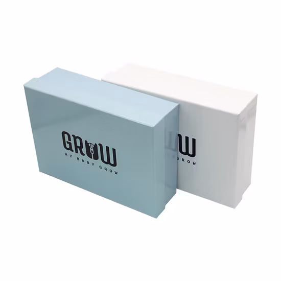 Custom Logo Printed Cardboard Gold Foil Blue Lid and Base Paper Gift Box