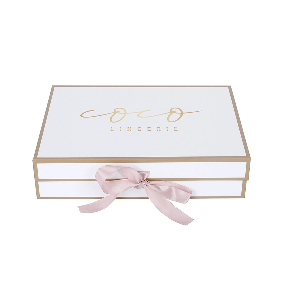 OEM Custom Satin Lined Packaging Paper Gift Box for Clothing with Ribbon Closure