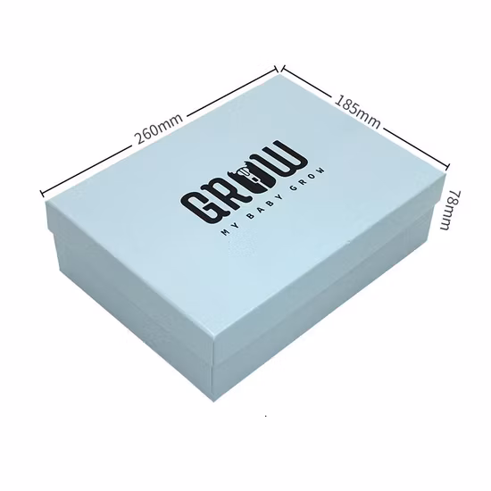 Custom Logo Printed Cardboard Gold Foil Blue Lid and Base Paper Gift Box