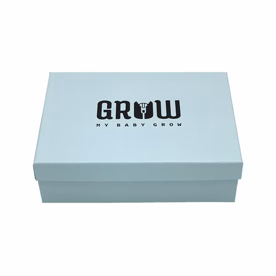 Custom Logo Printed Cardboard Gold Foil Blue Lid and Base Paper Gift Box