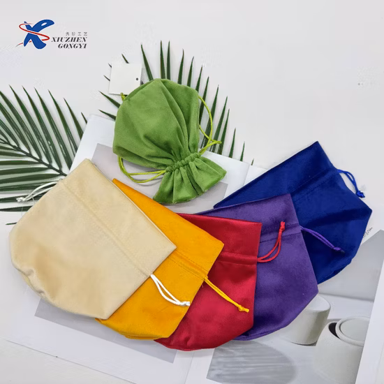 Tamanho do logotipo personalizado cor reciclada bolsa pequena bolsa de nylon cetim com cordão para peruca pano jóias embalagem cosmética