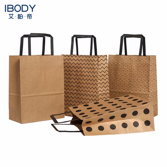 Sacola de comida para viagem personalizada Sacola de compras da moda Sacolas de papel kraft marrons