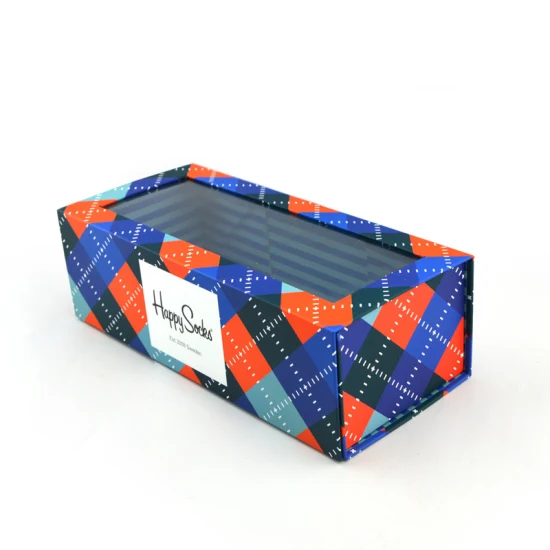 Caixa de presente UV para impressão em cores de dupla face de bom luxo Embalagem caixa de meia dobrável caixa de presente magnética