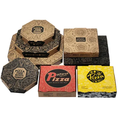 Caixa de pizza 6, 7, 8, 9, 10, 12 polegadas Caixa de pizza de couro ondulado Caixa de embalagem de pizza Caixa de embalagem Caixa de entrega