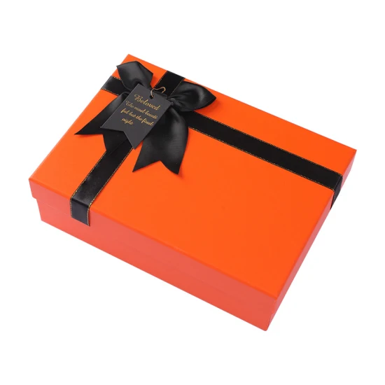 Caixa de presente de papel rígido de alta qualidade com logotipo personalizado para embalagem de cosméticos/perfumes/sapatos, tampa de papelão e caixa de flor de base com nó de laço